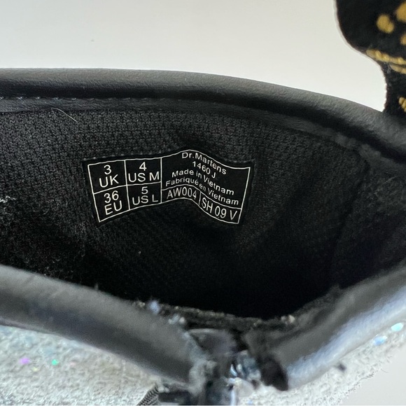 Doc Martens Junior 1460 Metallic Suede Lace Up Boots - Picture 7 of 9